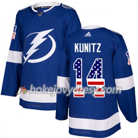 Pánské Hokejový Dres Tampa Bay Lightning Chris Kunitz 14 2017-2018 USA Flag Fashion Modrá Adidas Authentic